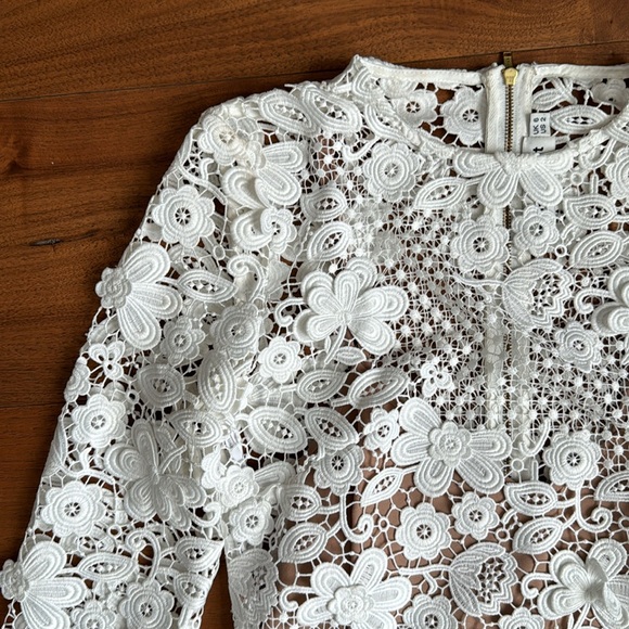SELF PORTRAIT White Flower Lace Mini Dress / UK 6 / US 2 - Picture 6 of 10